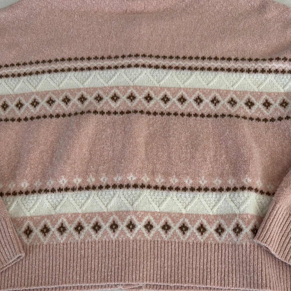 Aerie fuzzy Pink Patterned Women's Sweater - Picture 11 of 14